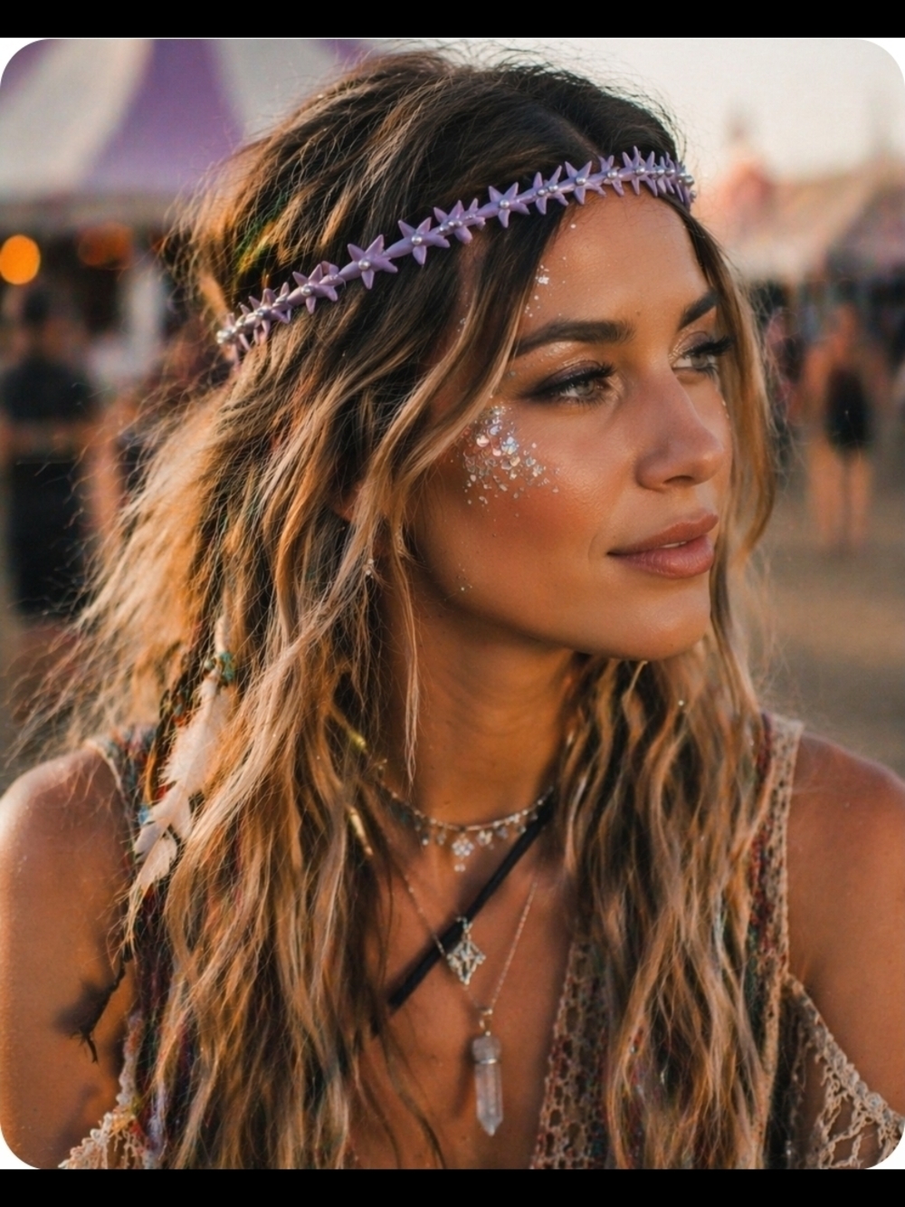 4/$15 Lavender Star Flower Headband - Women Accessories